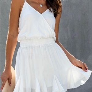 Ruffled V-neck Spaghetti Strap Mini Dress